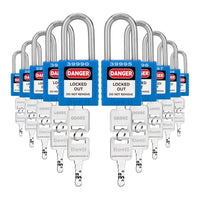 Lockout Tagout Locks Sets, 6 Purple Lockout Tagout Safety Padlocks Keyed Different, 2 Keys Per Lock
