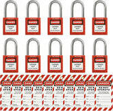 Lockout Tagout Locks Set - 10 Lockout Locks Keyed Different, 2 Keys Per Lock, with 10 Tags, for Stations and Devices, R1001T