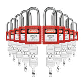 Lockout Tagout Locks Sets, 6 Purple Lockout Tagout Safety Padlocks Keyed Different, 2 Keys Per Lock