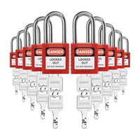 Lockout Tagout Locks Sets, 6 Yellow Lockout Tagout Safety Padlocks Keyed Different, 2 Keys Per Lock