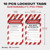 Lockout Tagout Locks Set - 10 Lockout Locks Keyed Different, 2 Keys Per Lock, with 10 Tags, for Stations and Devices, R1001T