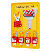 Lockout Tagout Station with Loto Devices,Lock Out Tag Out Kit Board with 4 Brass Cylinder Safety Padlocks,Hasp,Lockout Tags for OSHA Compliance,U02