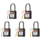 5 Black Lockout Tagout Locks,Keyed Alike,OSHA Compliant Safety Padlocks for Loto Kits and Devices