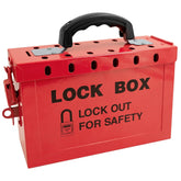 Lockout Tagout Group Lock Box for OSHA Compliant,Red Portable Steel Box with 12 Locking Holes for Loto Procedures Lock Out Tag Out Station,B08