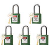 5 Green Lockout Tagout Locks,Keyed Alike,OSHA Compliant Safety Padlocks for Loto Kits and Stations