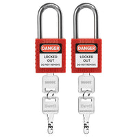 Lockout Tagout Locks, 2 Black Lockout Tagout Safety Padlocks Keyed Different, 2 Keys Per Lock