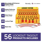 Lockout Tagout Station with 11 Safety Padlocks, 4 Hasps, 40 Lockout Tags, 40 Nylon Ties, Lock Out Tag Out Kit Board for OSHA Compliance, 7062