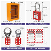 Lockout Tagout Station with Electrical Loto Devices - 7 Safety Padlocks, 5 Hasps, 11 Circuit Breaker Lockouts, 2 Plug Locks, 40 Lockout Tags and 40 Ties, Loto Kit for OSHA Compliance, 7082