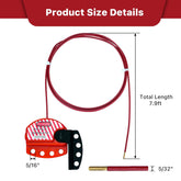 Lockout Tagout Cable Lock, 7.9ft Adjustable Steel Cable Lock with Vinyl Coating for Loto OSHA Compliant,6 Pack, U06