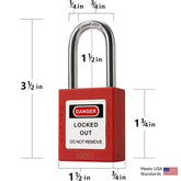 Lockout Tagout Locks with Brass Core, Keyed Different, 10 Red Loto Locks, OSHA Compliant Safety Padlocks for Electrical Lock Out Tag Out Kits,G01