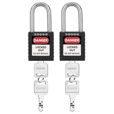Lockout Tagout Locks, 2 Black Lockout Tagout Safety Padlocks Keyed Different, 2 Keys Per Lock