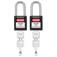 Lockout Tagout Locks, 2 Black Lockout Tagout Safety Padlocks Keyed Different, 2 Keys Per Lock