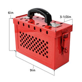 Lockout Tagout Group Lock Box for OSHA Compliant,Red Portable Steel Box with 12 Locking Holes for Loto Procedures Lock Out Tag Out Station,B08