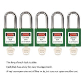 5 Green Lockout Tagout Locks,Keyed Alike,OSHA Compliant Safety Padlocks for Loto Kits and Stations