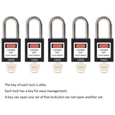 5 Black Lockout Tagout Locks,Keyed Alike,OSHA Compliant Safety Padlocks for Loto Kits and Devices