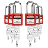 Safety Padlock Set, Lockout Tagout Locks, 6 Pcs Orange Keyed Different Locks, 2 Keys per Lock, for Lock Out Tag Out Stations and Devices