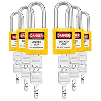 Lockout Tagout Locks Sets, 6 Purple Lockout Tagout Safety Padlocks Keyed Different, 2 Keys Per Lock