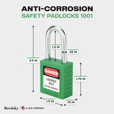 Lockout Tagout Locks, 2 Green Lockout Tagout Safety Padlocks Keyed Different, 2 Keys Per Lock
