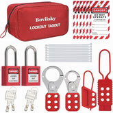 Lockout Tagout Kit with Red Safety Padlocks, Hasps Set, Loto Tags, Electrical Lock Out Tag Out Kits, Keyed Different, 2 Keys Per Locks, 7162