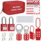 Lockout Tagout Kit with Red Safety Padlocks, Hasps Set, Loto Tags, Electrical Lock Out Tag Out Kits, Keyed Different, 2 Keys Per Locks, 7162