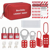 Lockout Tagout Kit - Group Loto Hasps, 3 Keyed Different Safety Padlocks(2 Keys Per Lock),Lockout Tags, Nylon Ties with Red Pocket Bag,7162R