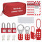 Lockout Tagout Kit - Group Loto Hasps, 3 Keyed Different Safety Padlocks(2 Keys Per Lock),Lockout Tags, Nylon Ties with Red Pocket Bag,7162R