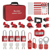 Lockout Tagout Kit - Group Loto Hasps, 3 Keyed Different Safety Padlocks(2 Keys Per Lock),Lockout Tags, Nylon Ties with Red Pocket Bag,7162R
