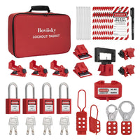 Lockout Tagout Kit with Red Safety Padlocks, Hasps Set, Loto Tags, Electrical Lock Out Tag Out Kits, Keyed Different, 2 Keys Per Locks, 7162