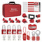 Lockout Tagout Kit - Group Loto Hasps, 3 Keyed Different Safety Padlocks(2 Keys Per Lock),Lockout Tags, Nylon Ties with Red Pocket Bag,7162R