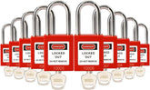 Lockout Tagout Locks with Brass Core, Keyed Different, 10 Red Loto Locks, OSHA Compliant Safety Padlocks for Electrical Lock Out Tag Out Kits,G01