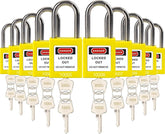 Lockout Tagout Locks with Brass Core, Keyed Different, 10 Yellow Safety Padlocks Keyed Different, 2 Keys Per Lock, OSHA Compliant Loto Locks for Electrical Lock Out Tag Out Kits