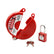 Outdoor Faucet Lock with Safety Padlock, 1set, ABS Plastic Red Secure Lock Device for Hose Bib/Hose Spigot/Propane Tank, Gate Valve Lockout for 1 to 2-3/4 in Dia Valve Handles, 3011＋1001